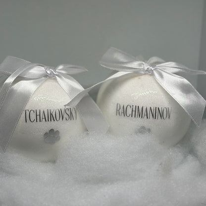 Kerstbal gepersonaliseerd "White Sparkle" (Kunststof)