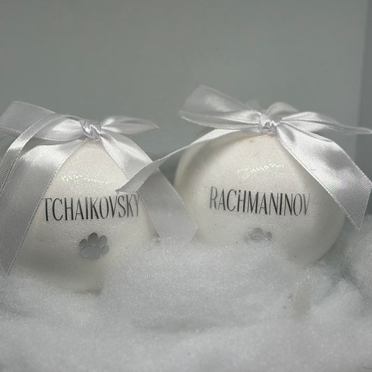 Kerstbal gepersonaliseerd "White Sparkle" (Kunststof)