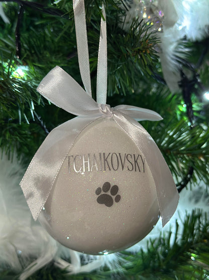 Kerstbal gepersonaliseerd "White Sparkle" (Kunststof)