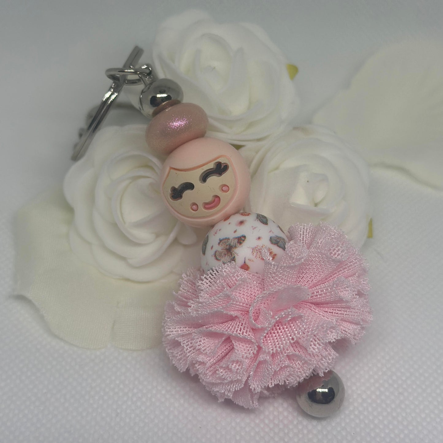 Staafjes sleutelhanger "Popje van Geluk" (Baby Pink)